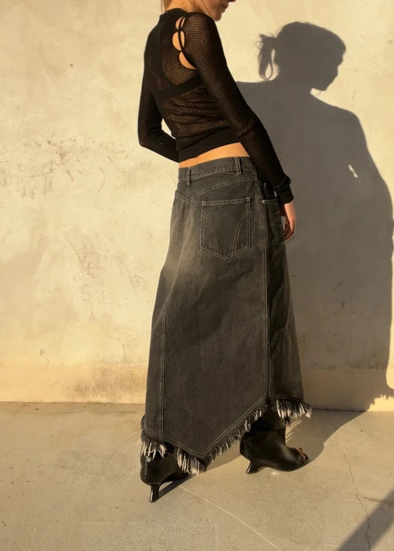Gonna denim asimmetrica