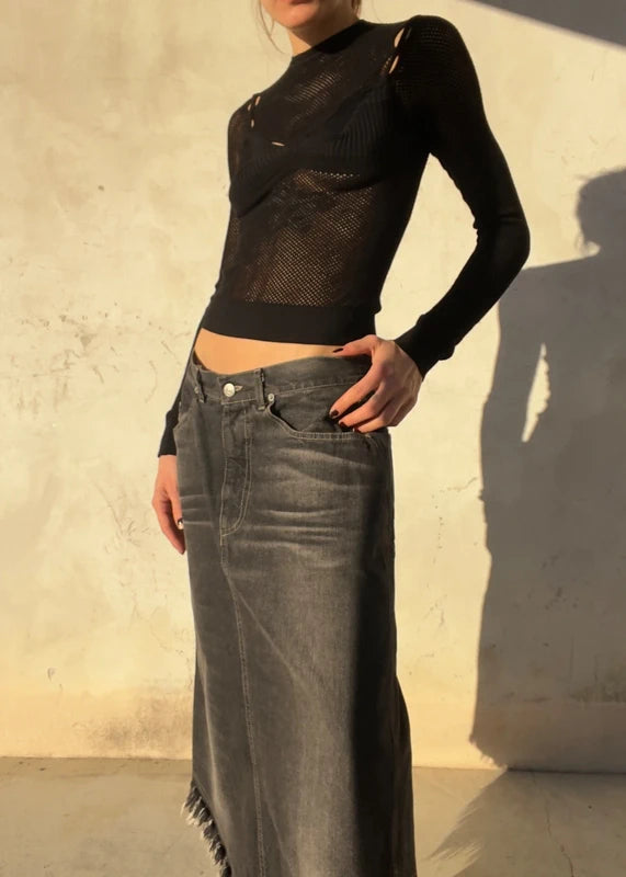 Gonna denim asimmetrica