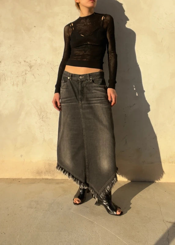 Gonna denim asimmetrica