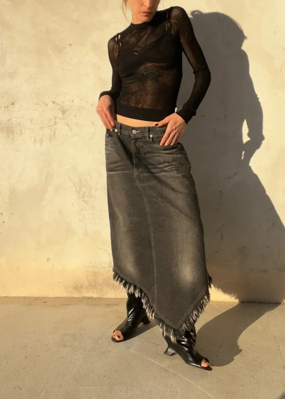 Gonna denim asimmetrica