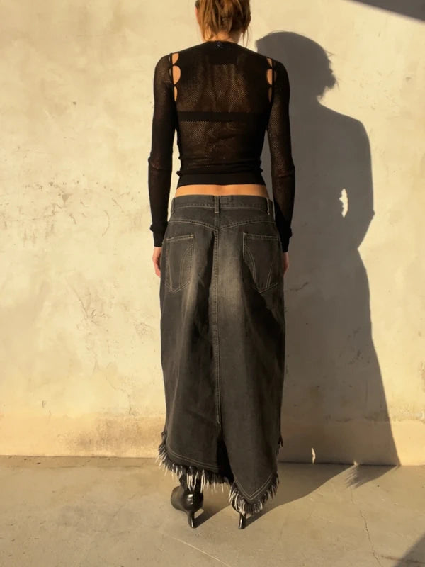 Gonna denim asimmetrica