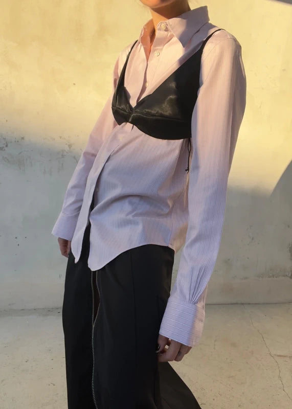 Camicia rosa classica a righe di cotone