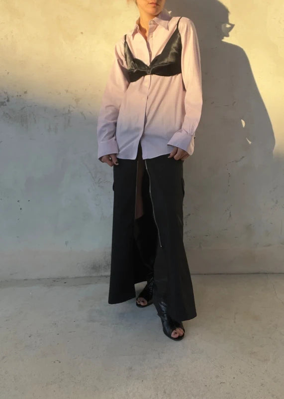 Camicia rosa classica a righe di cotone