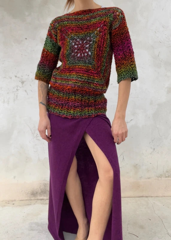 Top crochet vintage multicolore