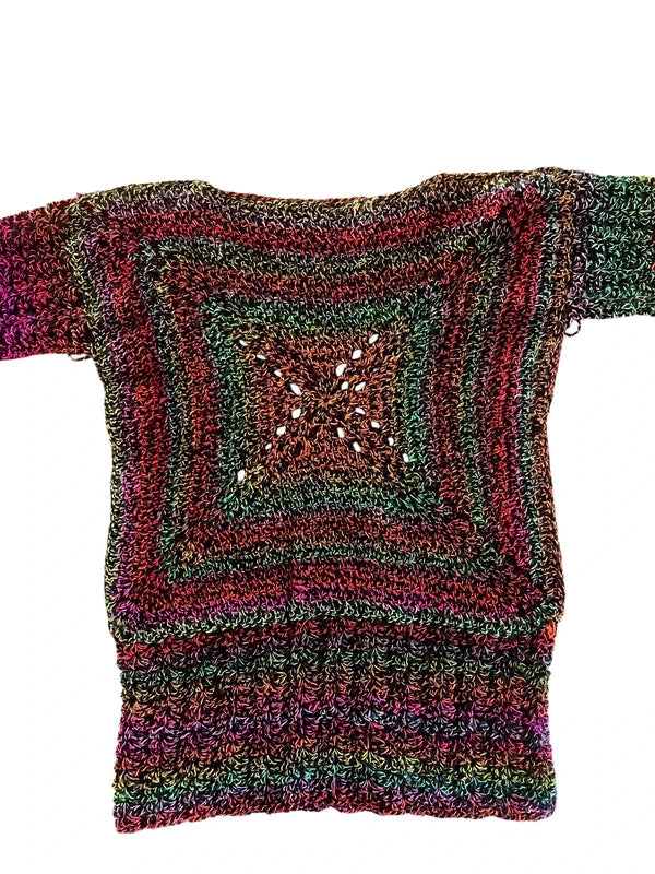 Top crochet vintage multicolore