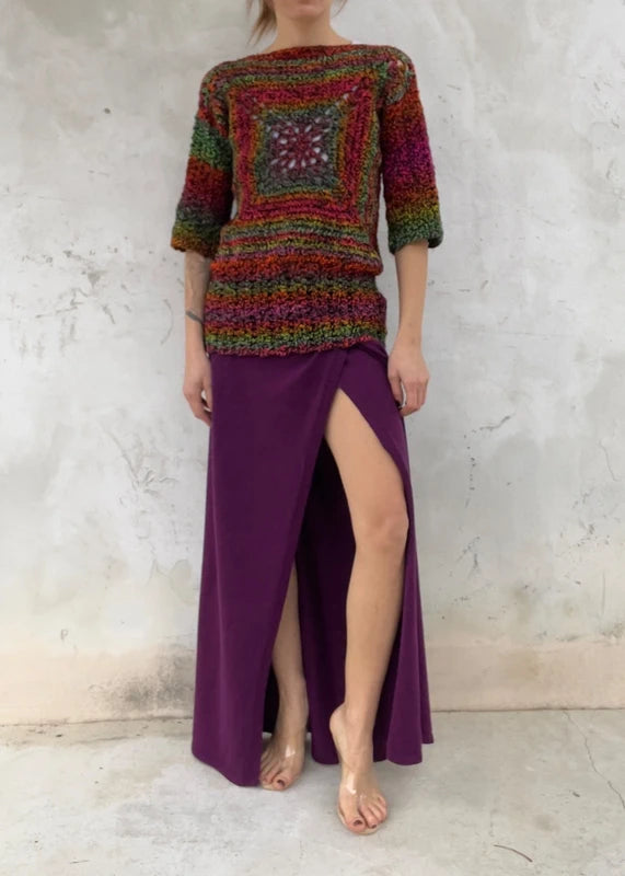 Top crochet vintage multicolore