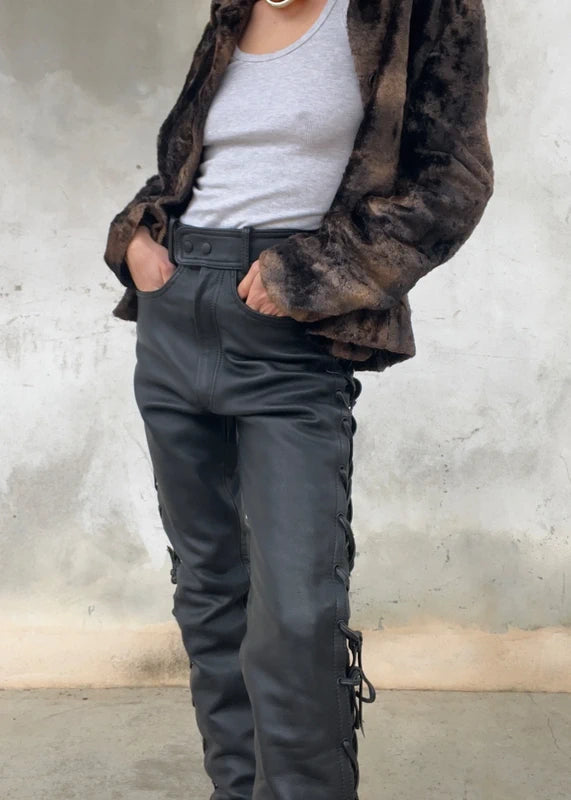 Pantaloni lacci stile motor bike neri