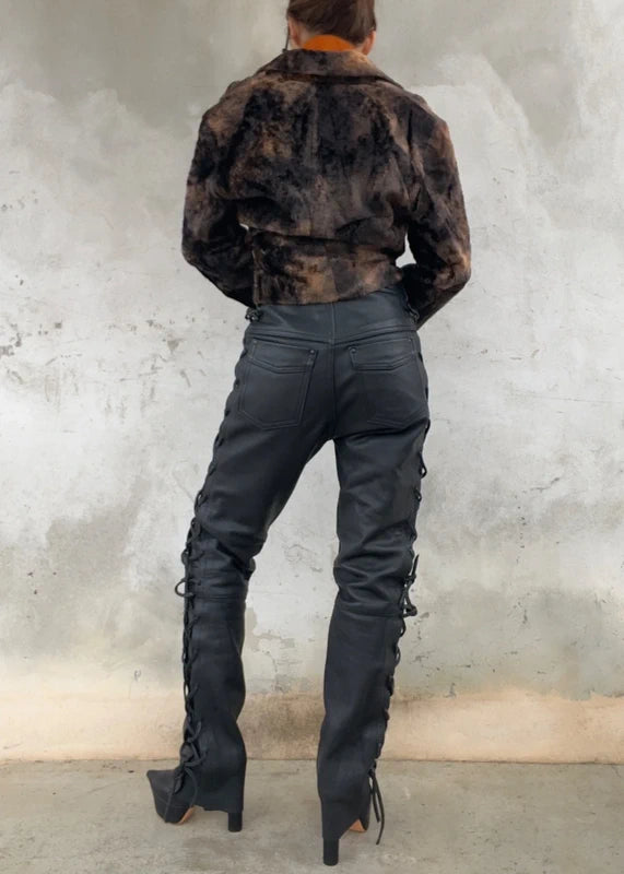 Pantaloni lacci stile motor bike neri