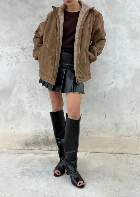 Shearling in misto lana caramello