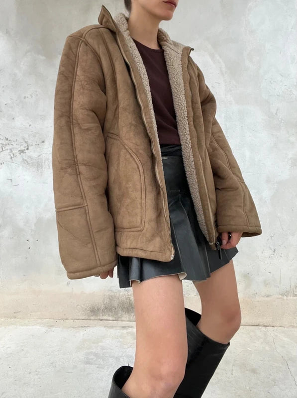 Shearling in misto lana caramello