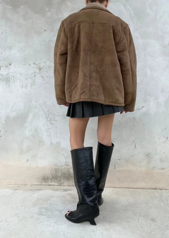 Shearling in misto lana caramello