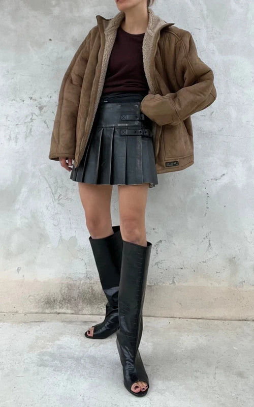 Shearling in misto lana caramello