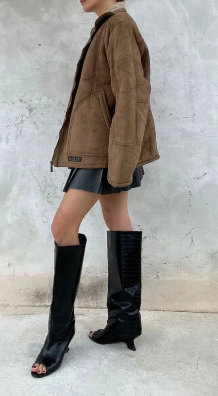 Shearling in misto lana caramello