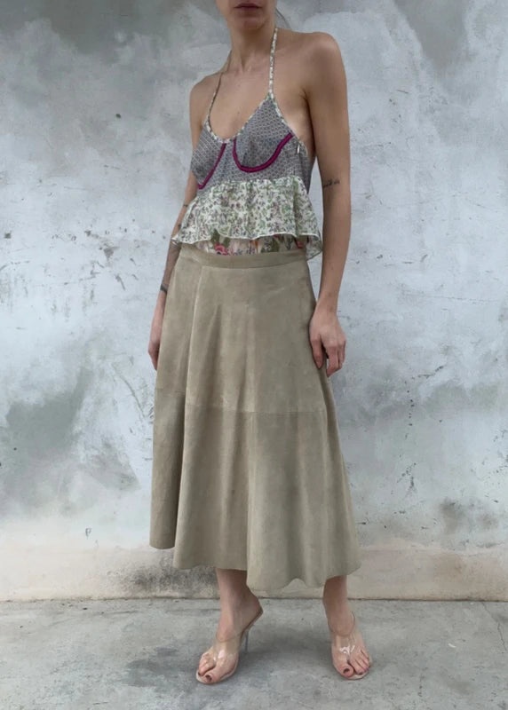 Gonna a ruota in suede vintage
