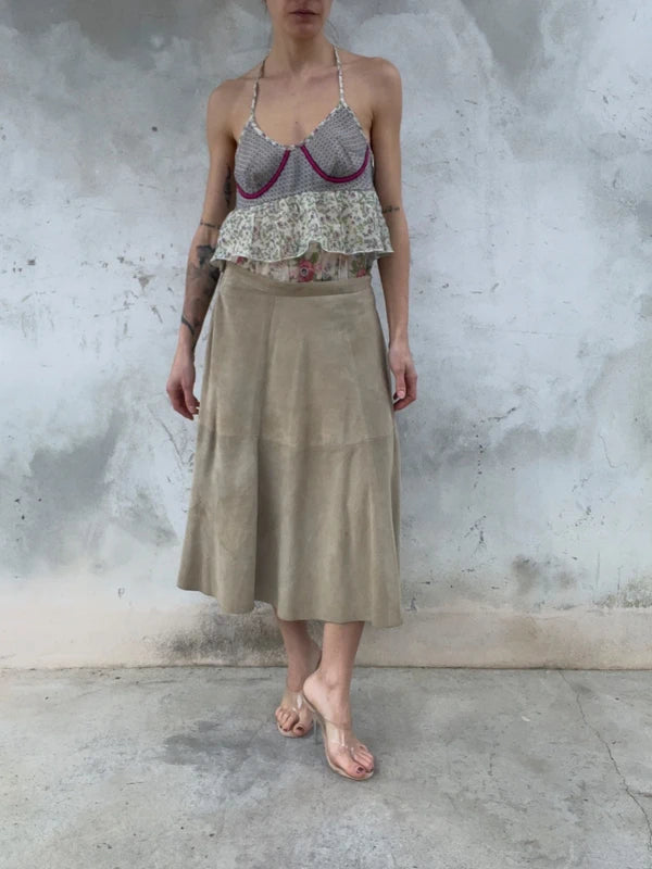 Gonna a ruota in suede vintage