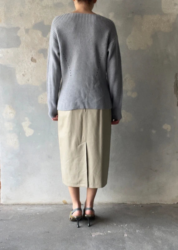 Cardigan maglia grigio con bottoni madreperla