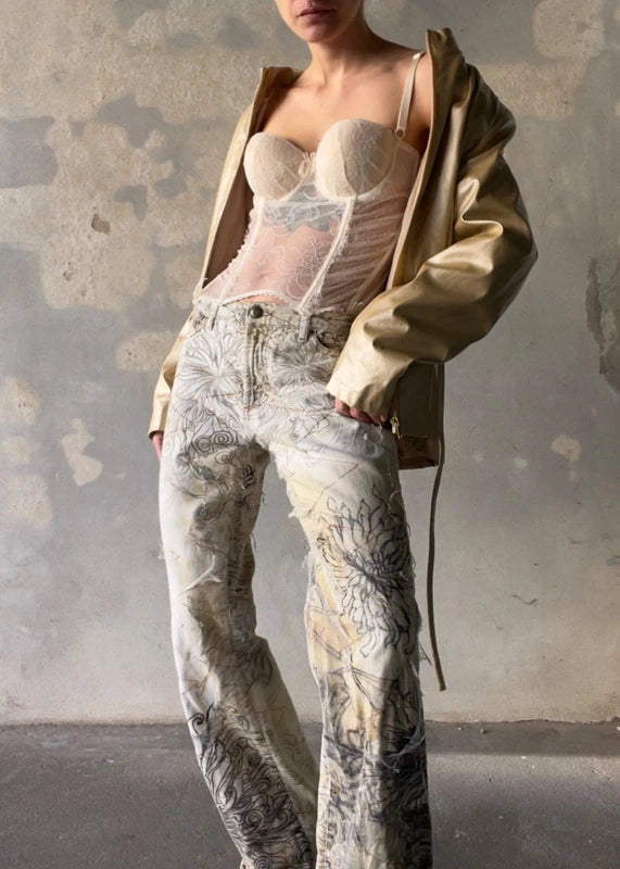 Corsetto in pizzo panna chiaro