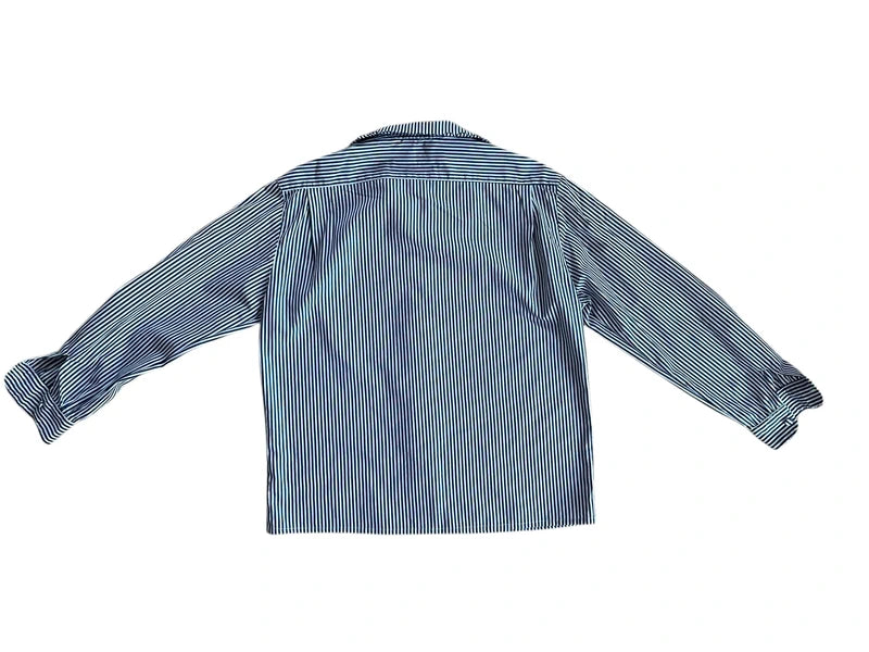 Camicia a righe blu con colletto ricamato