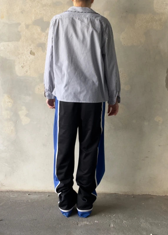 Camicia a righe blu con colletto ricamato