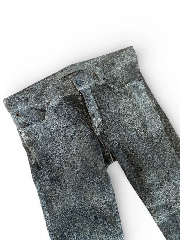 Pantalone simil suede effetto distressed/ invecchiato
