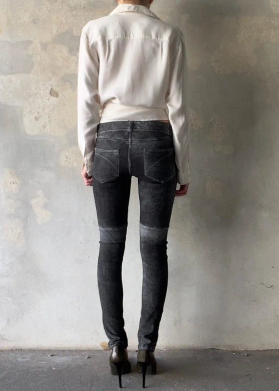 Pantalone simil suede effetto distressed/ invecchiato