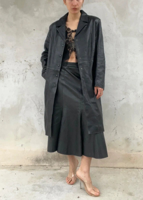Trench vera pelle nero