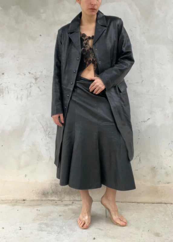 Trench vera pelle nero