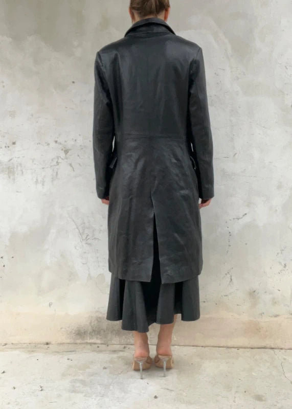 Trench vera pelle nero