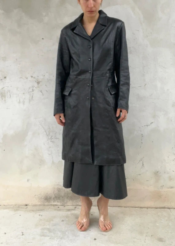 Trench vera pelle nero