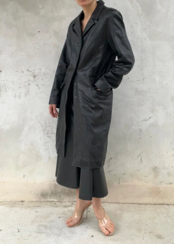 Trench vera pelle nero