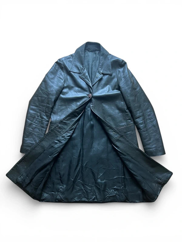 Trench in vera pelle verde scuro