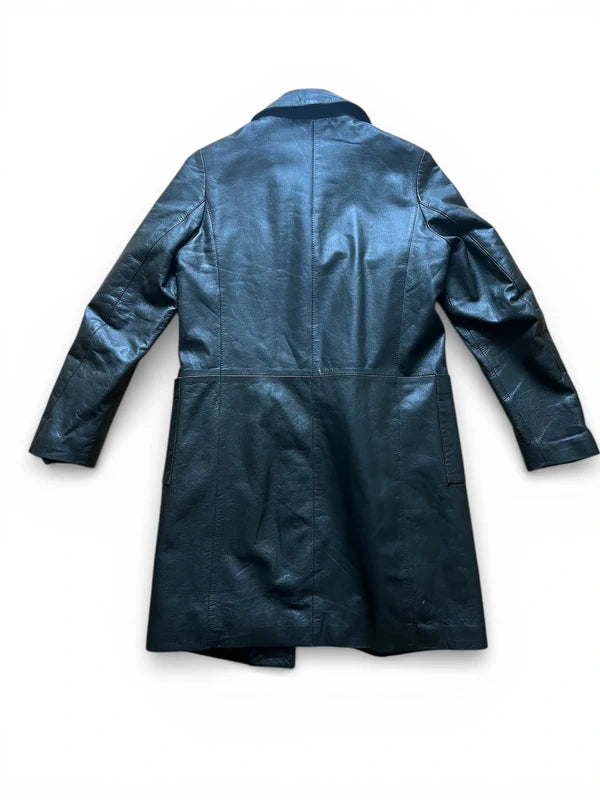Trench in vera pelle verde scuro