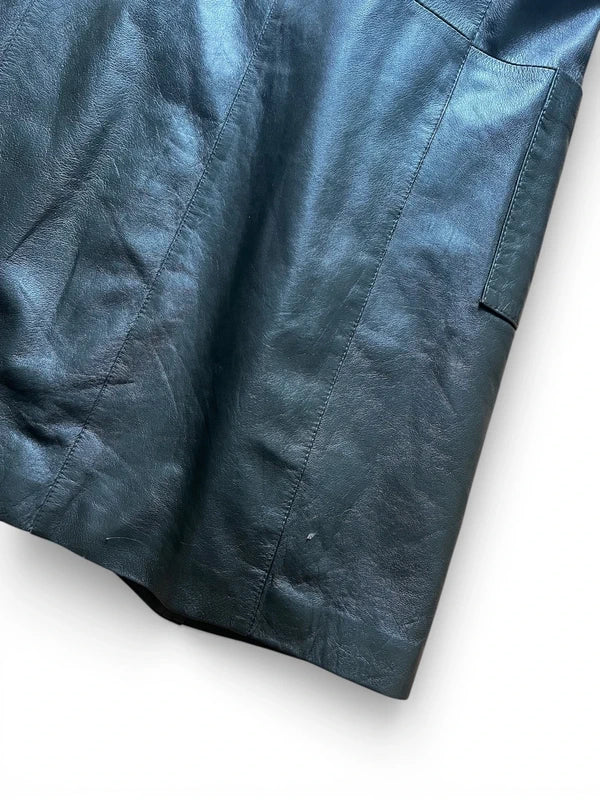 Trench in vera pelle verde scuro