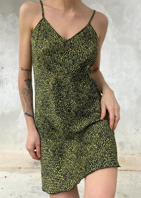 Slipdress estivo a pois lime