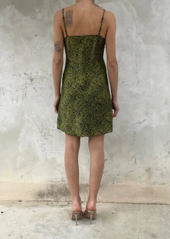 Slipdress estivo a pois lime