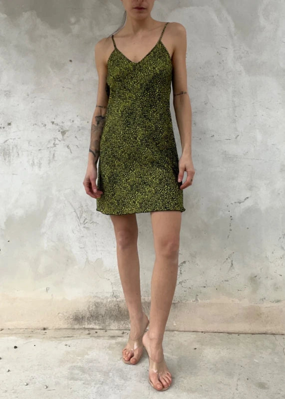 Slipdress estivo a pois lime