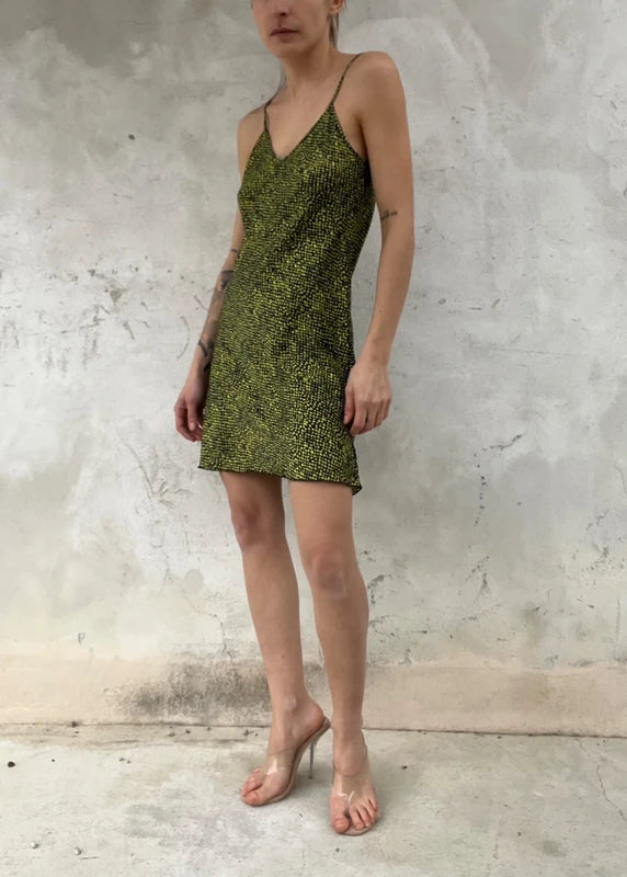 Slipdress estivo a pois lime