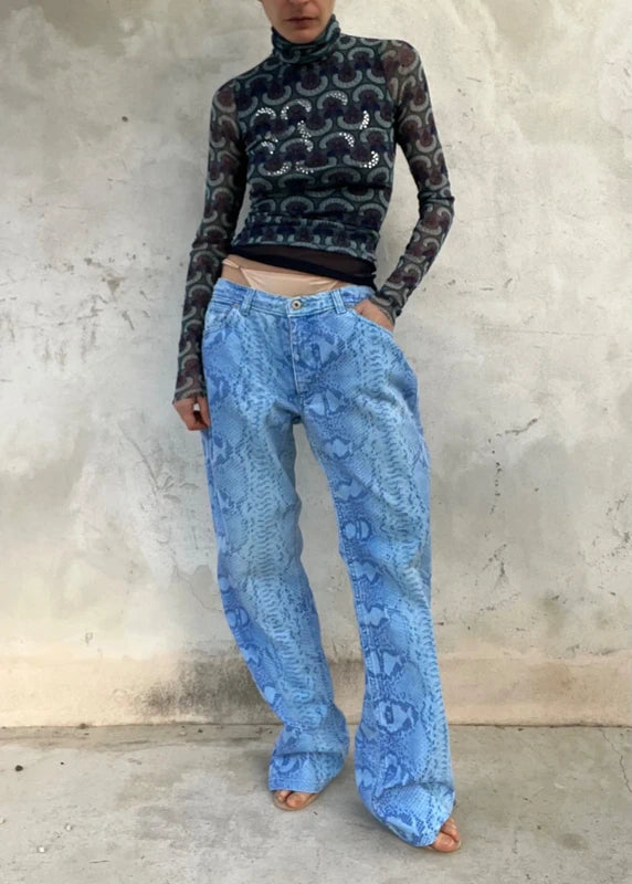 Mesh Top manica lunga con cristalli