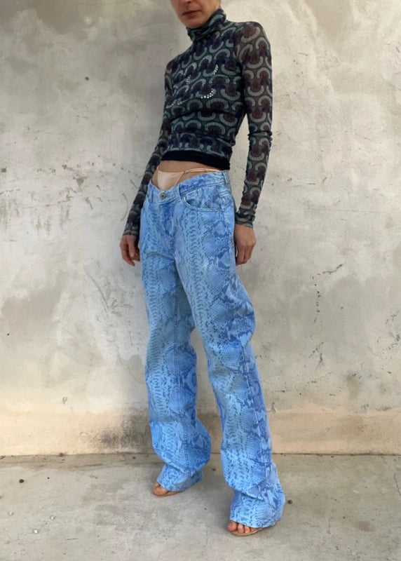 Mesh Top manica lunga con cristalli