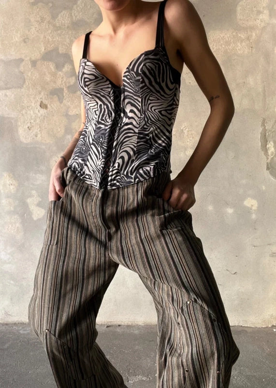 Corsetto zebra con lacci sul davanti