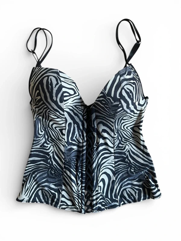 Corsetto zebra con lacci sul davanti