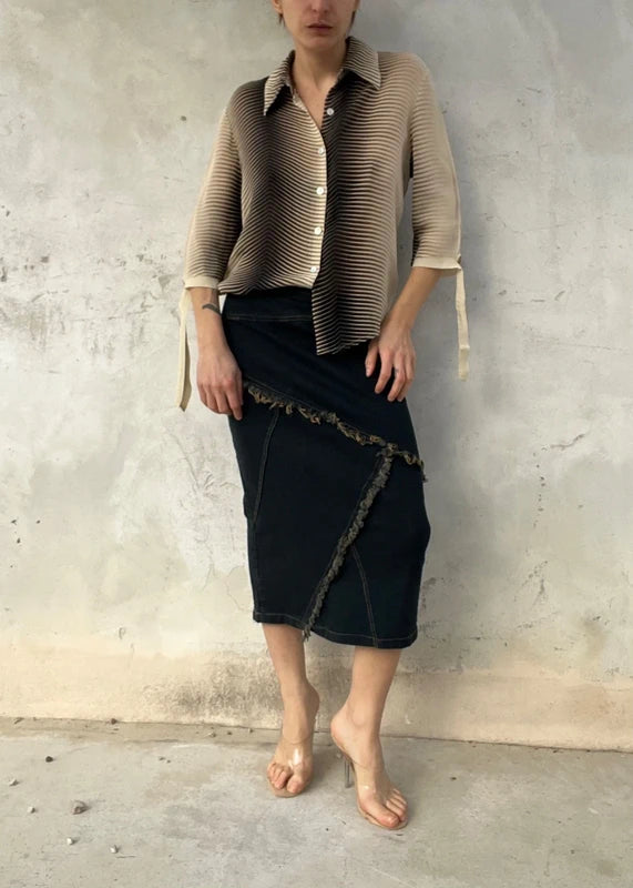 Gonna denim vintage sfrangiata