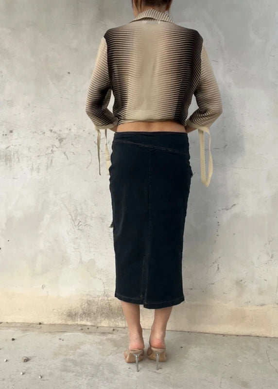 Gonna denim vintage sfrangiata