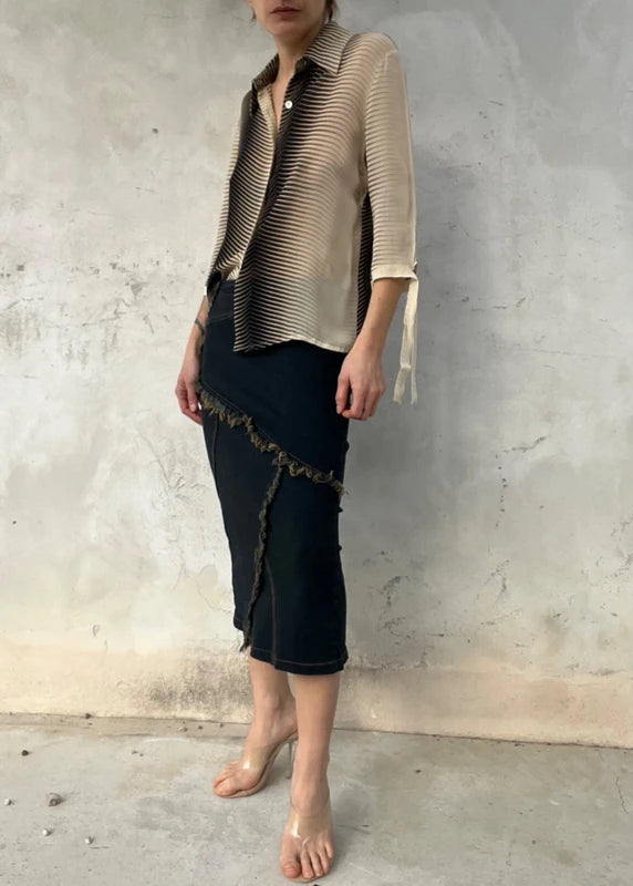 Gonna denim vintage sfrangiata