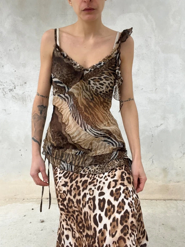 Top leggero Mix stampe animalier