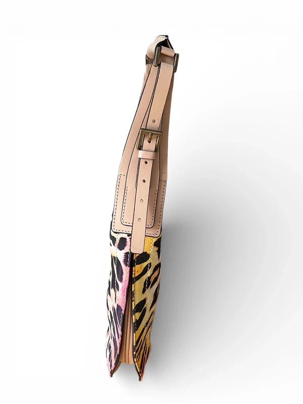 Borsa a spalla Just Cavalli con stampa leopardata - Logo borchiato, cinturino beige, Y2K Glam