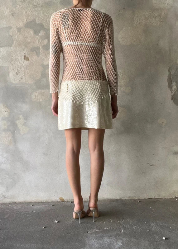 Mini gonna Paillettes panna