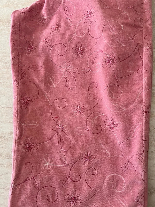 Pantaloni rosa Extyn con ricamo perline