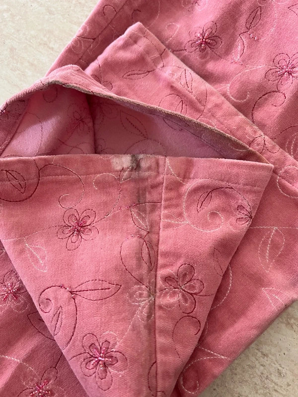 Pantaloni rosa Extyn con ricamo perline