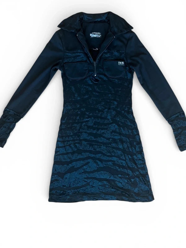 Mini polo dress con tessuto devorrè zebra in velluto